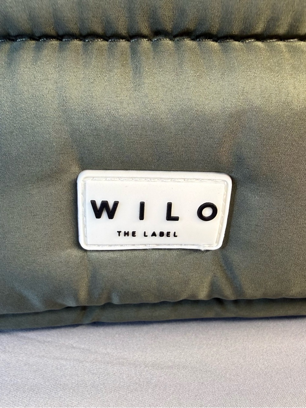 Wilo Quilted Puffer Shoulder Bag in Sage Green - Picture 2 of 10